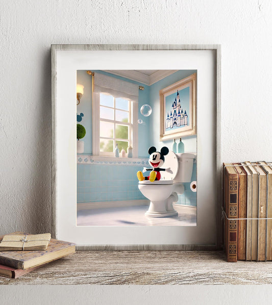 Disney Mickey Mouse Bathroom Wall Art, Mickey Bathroom Art, Funny Bathroom Print, Funny Bathroom Decor, Disney Bathroom Wall Art, Mickey Art — Disney Wall Art Gift