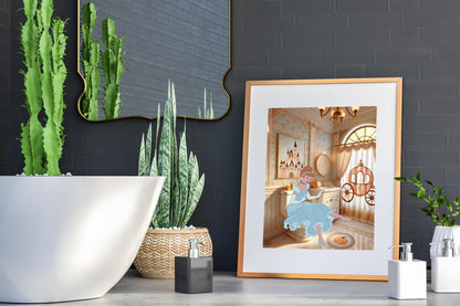 Cinderella on Toilet Bathroom Art Print, Cinderella Bathroom Art, Funny Bathroom Print, Funny Bathroom Decor, Cinderella Bathroom Wall Art