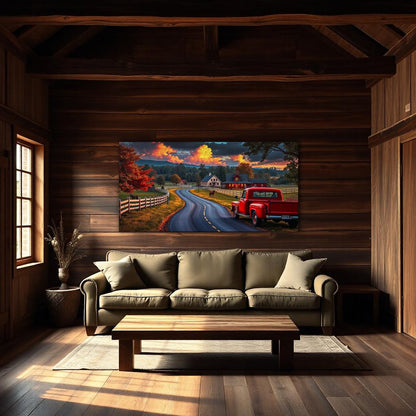 Rustic Country Farmhouse Wall Art - Autumn Landscape Print - Cozy Rural Home Scene - Fall Barn Wall Art - Country Living Wall Decor