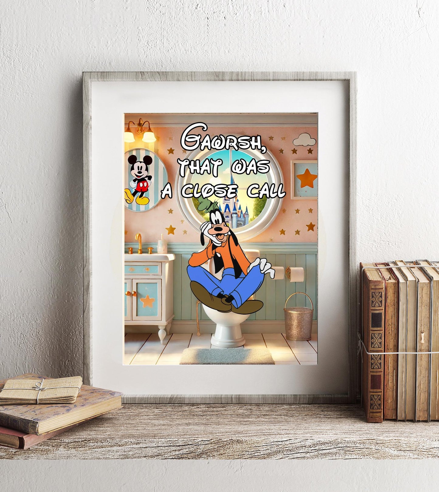Goofy on Toilet Bathroom Art Print, Goofy Gawrsh, Goofy Bathroom Art, Funny Bathroom Print, Disney Bathroom Wall Art, Disney Bathroom Decor