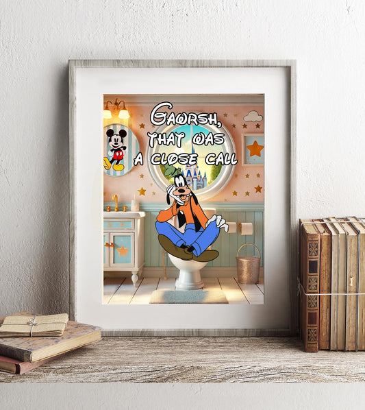 Goofy on Toilet Bathroom Art Print, Goofy Gawrsh, Goofy Bathroom Art, Funny Bathroom Print, Disney Bathroom Wall Art, Disney Bathroom Decor