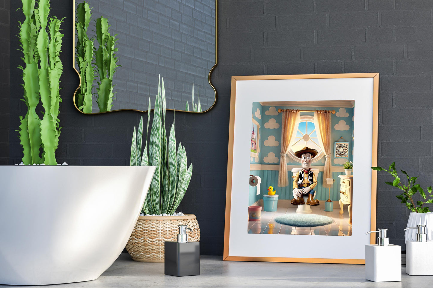 Toy Story Woody on Toilet Bathroom Art Print, Toy Story Bathroom Art, Funny Bathroom Print, Disney Bathroom Wall Art, Disney Bathroom Decor