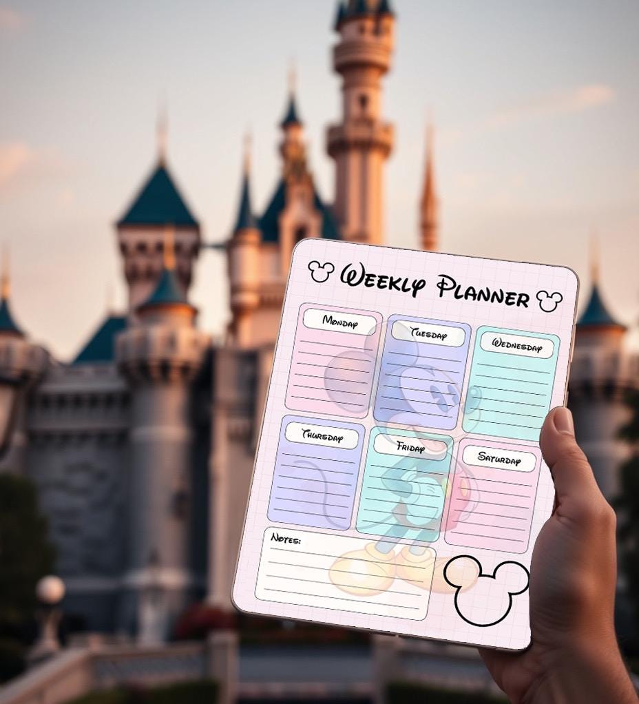 Disney Weekly Planner - Digital Weekly Planner - Cute Digital Planner - Mickey Themed Planner - Weekly Planner Instant Download