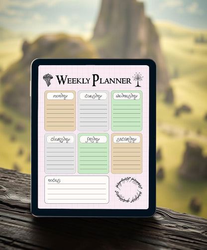 Lord of the Rings Weekly Planner - Digital Weekly Planner - Cool Digital Planner - Tolkien Themed Planner - Weekly Planner Instant Download