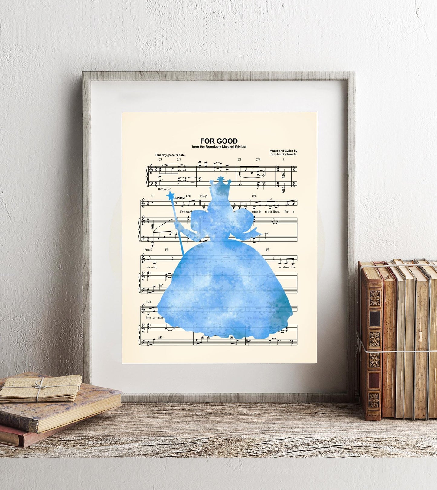 Wicked For Good Glinda Watercolor Sheet Music Art Print