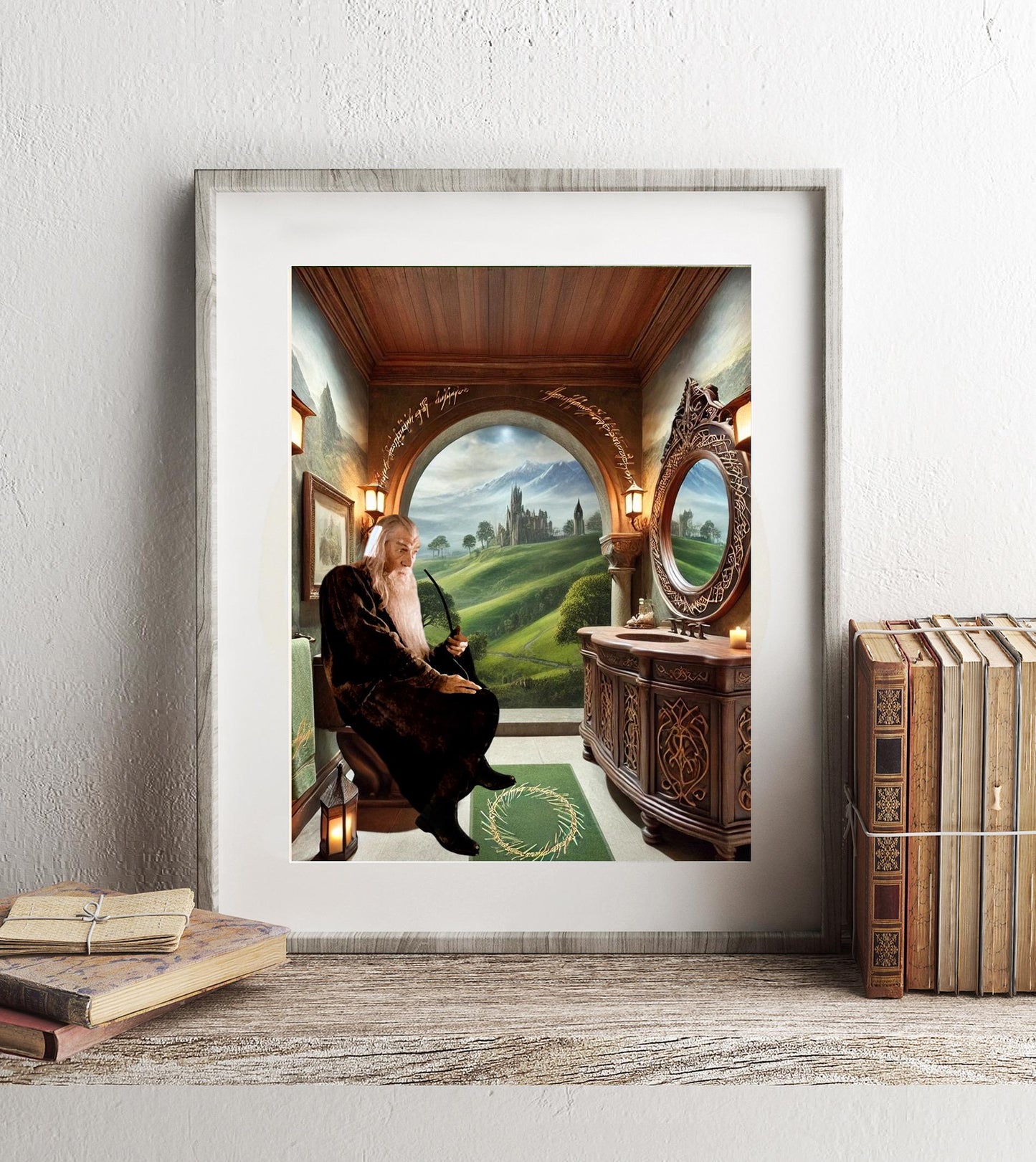 Lord of the Rings Gandalf Bathroom Wall Art, LotR Bathroom Art, Funny Bathroom Print, Funny Bathroom Decor, Gandalf Bathroom Wall Decor
