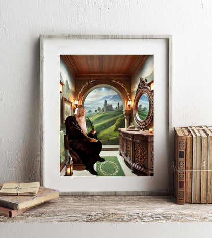 Lord of the Rings Gandalf Bathroom Wall Art, LotR Bathroom Art, Funny Bathroom Print, Funny Bathroom Decor, Gandalf Bathroom Wall Decor