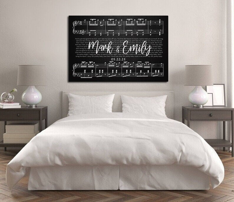 Personalized Metal Anniversary Art - Custom Sheet Music Print with Couple’s First Dance Song - Unique Wedding Gift - Custom Metal Sign