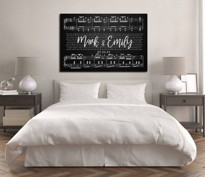 Personalized Metal Anniversary Art - Custom Sheet Music Print with Couple’s First Dance Song - Unique Wedding Gift - Custom Metal Sign