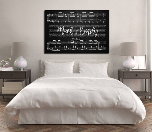 Personalized Metal Anniversary Art - Custom Sheet Music Print with Couple’s First Dance Song - Unique Wedding Gift - Custom Metal Sign