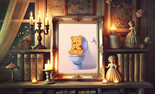 Winnie the Pooh on Toilet Anime Bathroom Art Print, Pooh Bathroom Art, Cute Bathroom Print, Funny Bathroom Decor, Pooh Bathroom Wall Decor