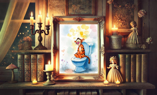 Winnie the Pooh Tigger on Toilet Bathroom Art Print, Pooh Bathroom Art, Cute Bathroom Print, Funny Bathroom Decor, Pooh Bathroom Wall Decor — Disney Wall Art Gift
