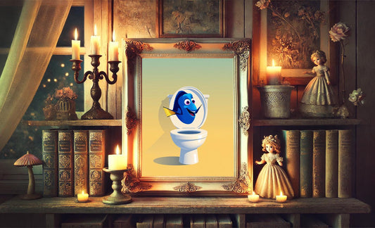 Dory Finding Nemo Out of Toilet Bathroom Art Print, Dory Bathroom Art, Cute Bathroom Print, Funny Bathroom Decor, Dory Bathroom Wall Decor