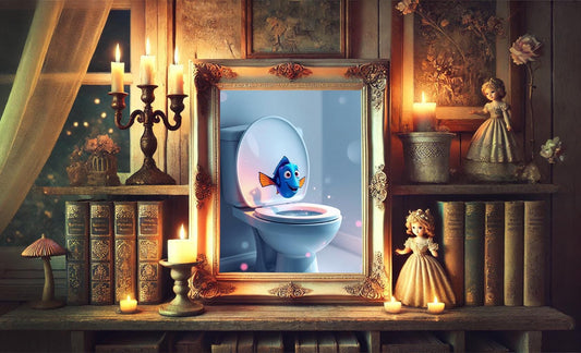 Dory Finding Nemo Swimming Out of Toilet Bathroom Art Print, Dory Bathroom Art, Cute Bathroom Print, Funny Bathroom Decor, Dory Bathroom Art