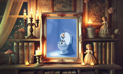 Frozen Olaf on Toilet Bathroom Art Print, Frozen Olaf Bathroom Art, Cute Bathroom Print, Funny Bathroom Decor, Frozen Olaf Bathroom Wall Art