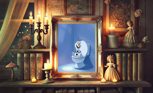 Frozen Olaf on Toilet Bathroom Art Print, Frozen Olaf Bathroom Art, Cute Bathroom Print, Funny Bathroom Decor, Frozen Olaf Bathroom Wall Art