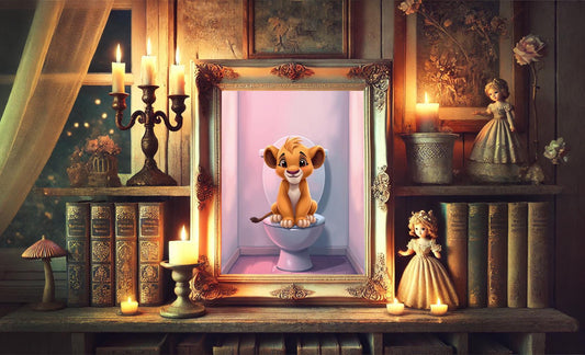 Lion King Simba on Toilet Bathroom Art Print, Simba Bathroom Art, Cute Bathroom Print, Funny Bathroom Decor, Lion King Bathroom Wall Decor