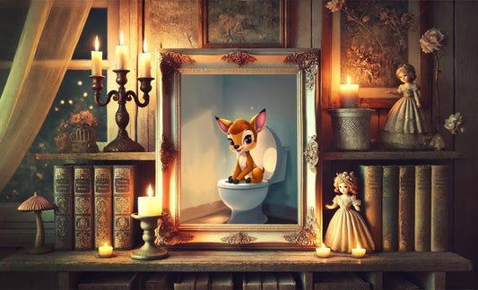 Bambi on Toilet Bathroom Art Print, Bambi Bathroom Art, Cute Bathroom Print, Disney Bathroom Art, Bambi Bathroom Wall Art, Disney Bathroom