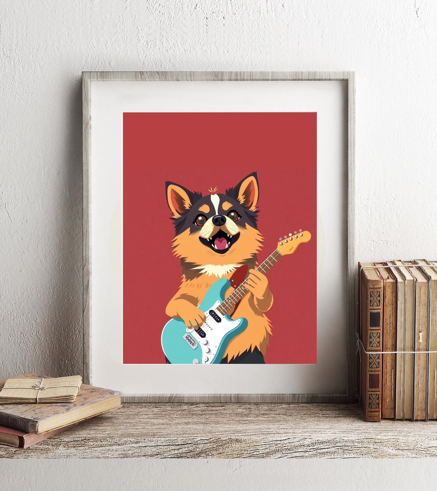 Custom Rock Star Pet Portrait - Personalized Musician Dog Art - Funny Pet Print - Cool Guitar Dog Print - Custom Pet Music Illustration Art