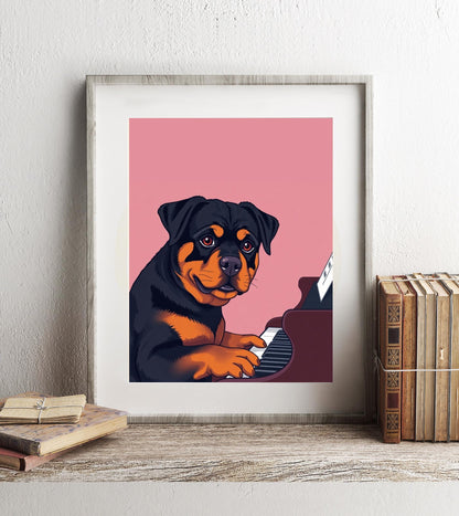 Custom Rock Star Pet Portrait - Personalized Musician Dog Art - Funny Pet Print - Cool Guitar Dog Print - Custom Pet Music Illustration Art