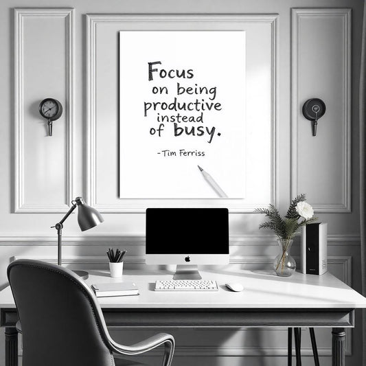 Focus on Being Productive Instead of Busy - Tim Ferriss Quote Print - Entrepreneur Mindset Wall Art - Productivity Office Decor - Motivation