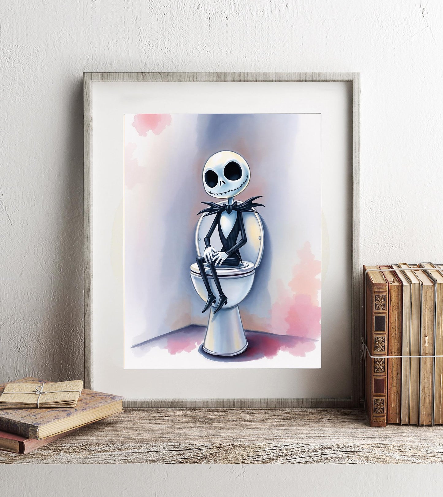 Nightmare Before Christmas Jack Skellington on Toilet Bathroom Art Print, Jack Skellington Bathroom Art, Jack Skellington Bathroom Decor