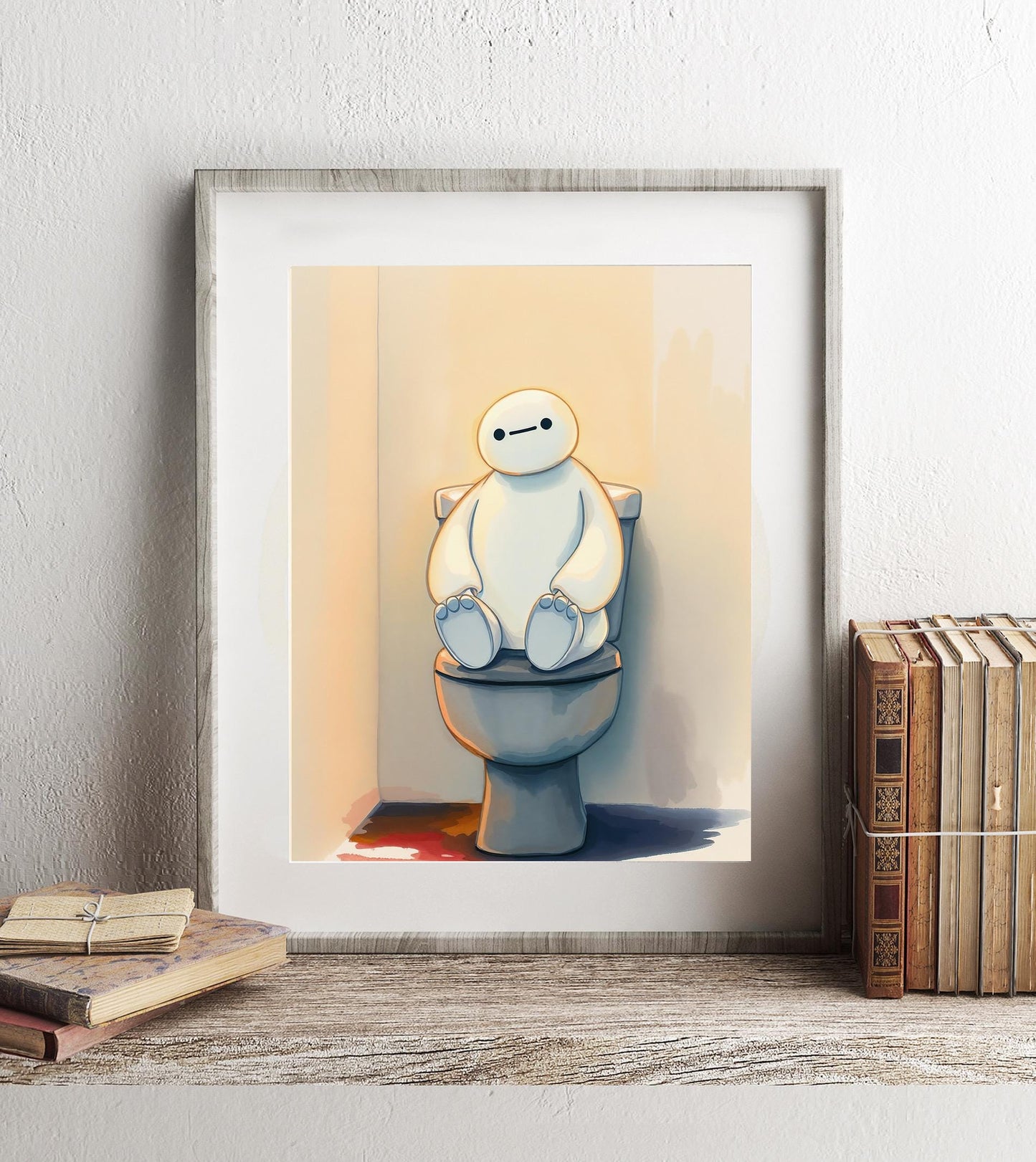 Baymax on Toilet Bathroom Art Print, Big Hero 6 Bathroom Art, Baymax Bathroom Decor, Disney Bathroom Decor, Disney Bathroom Wall Art