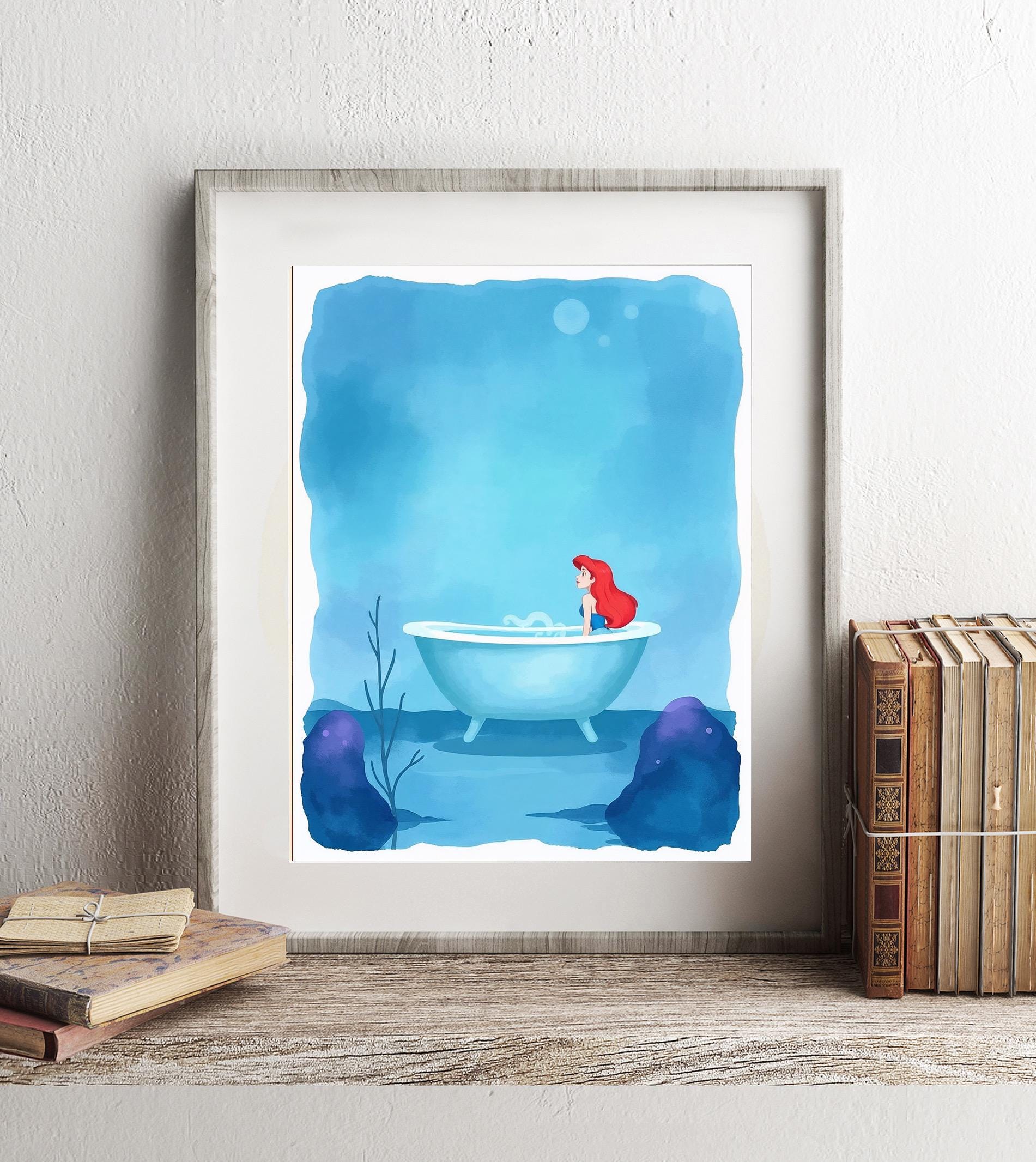 Little Mermaid Ariel bathtub Disney bathroom art print