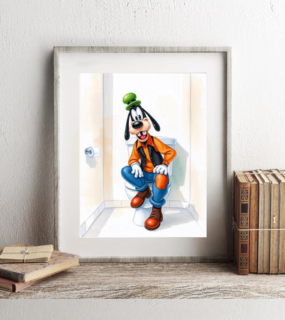 Goofy on Toilet Bathroom Art Print, Goofy Bathroom Art, Cute Disney Bathroom Decor, Disney Bathroom Wall Art, Goofy Bathroom Wall Hanging