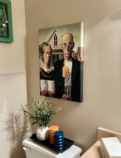 American Gothic Toilet Paper Funny Bathroom Print, Funny Bathroom Wall Decor, Funny Wall Art, Bathroom Wall Art, Humor Wall Art
