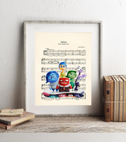 Inside Out 2 Disney  - Inside Out Anxiety - Pixar Music Art - Disney Wall Decor - Kids Room Wall Art - Disney Nursery Sheet Music Wall Art — Disney Gift for Music Lovers