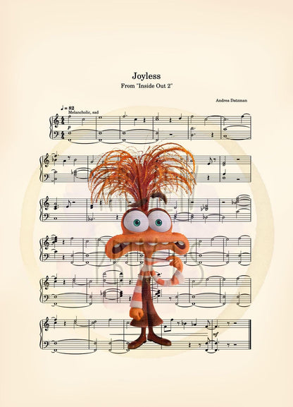 Inside Out 2 Anxiety Disney Sheet Music Art Print - Inside Out Anxiety - Pixar Music Art - Disney Wall Decor - Kids Room Wall Art