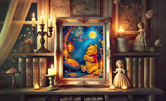 Winnie the Pooh Oil Painting Print - Pooh Nursery Decor - Disney Watercolor Wall Art - Cute Disney Wall Decor - Disney Nursery Decor
