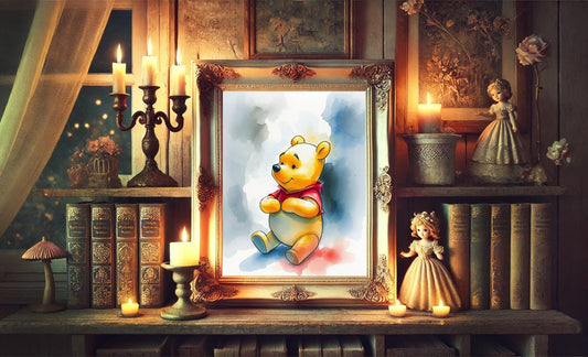 Winnie the Pooh Soft Watercolor Painting - Pooh Nursery Decor - Disney Watercolor Wall Art - Cute Disney Wall Decor - Disney Nursery Decor