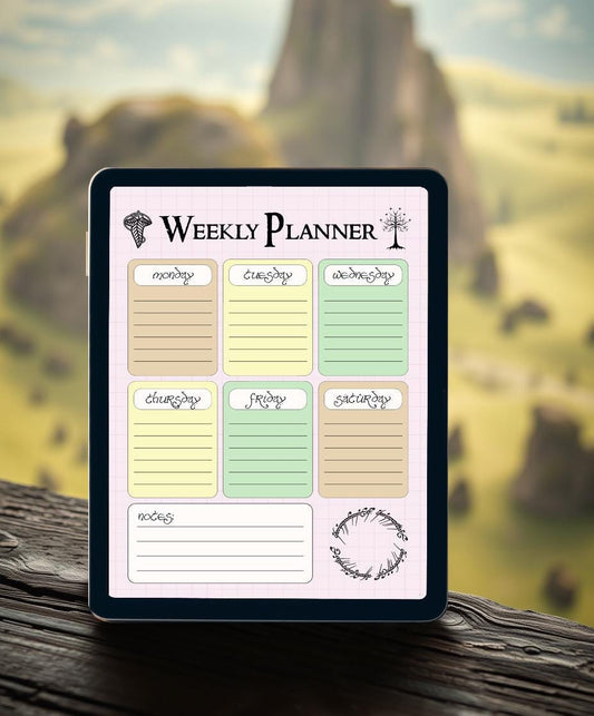 Lord of the Rings Weekly Planner - Digital Weekly Planner - Cool Digital Planner - Tolkien Themed Planner - Weekly Planner Instant Download