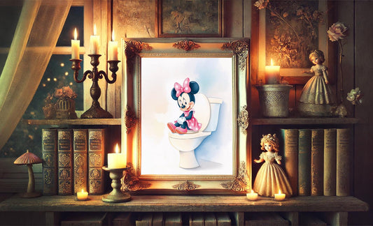 Vintage Minnie Mouse Watercolor Art - Classic Disney Wall Print - Disney Bathroom Watercolor - Disney Nursery Art - Minnie Mouse Watercolor