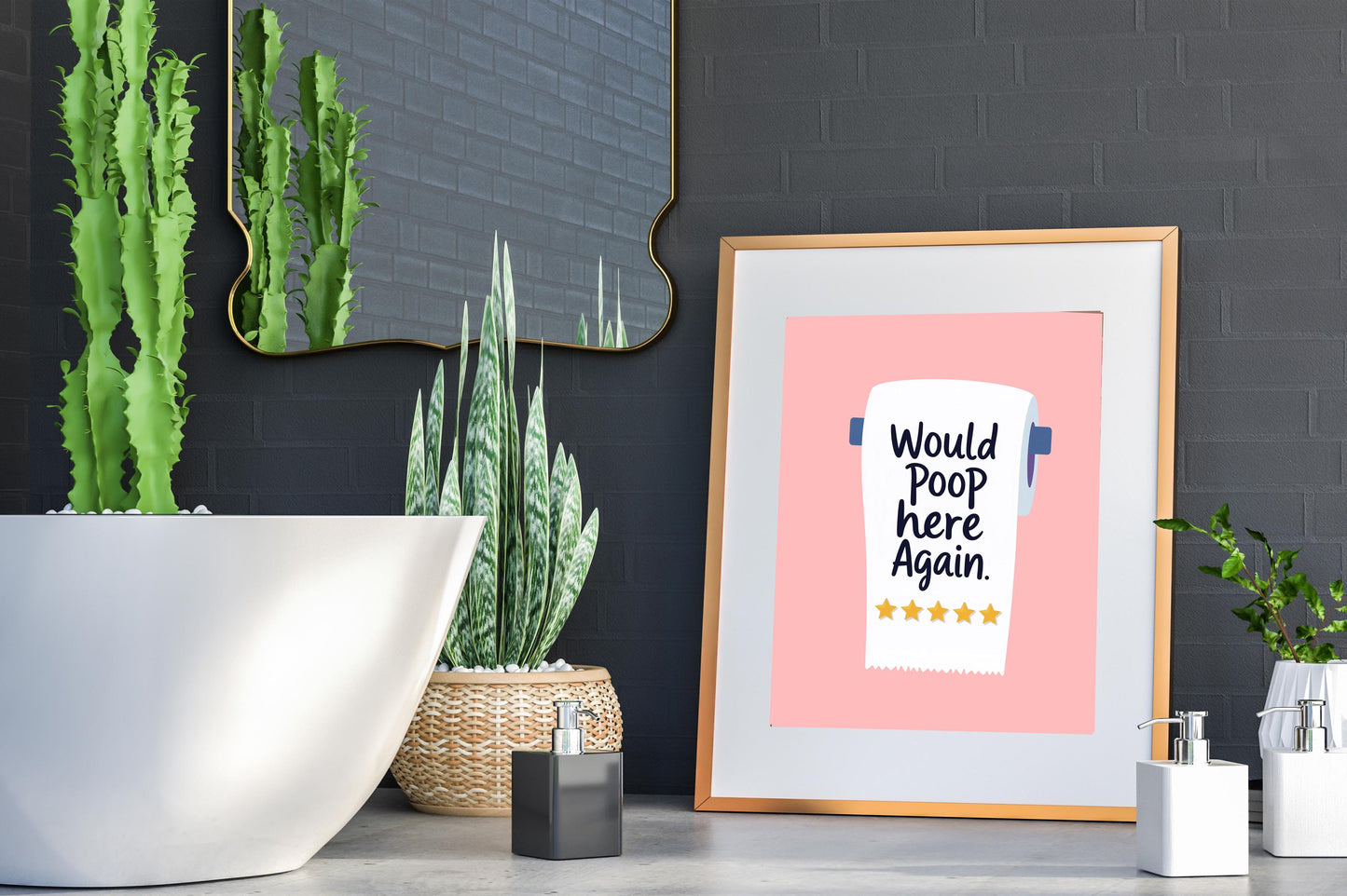 Would Poop Here Again Sign - Funny Bathroom Wall Art - Quirky Bathroom Decor - Guest Bathroom Wall Art - Gag Gift - Housewarming Humor Print