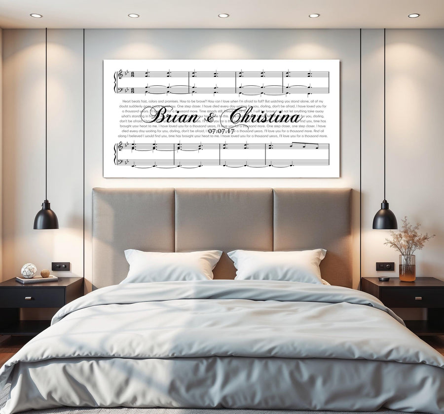 5th anniversary wood-themed gift song lyric canvas in wood frame