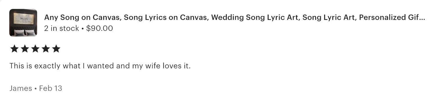 Gift For Him - Song Lyrics on Canvas - Wedding Song Lyrics Art - Song Lyric Art - Personalized Gifts - Lyric Canvas - Valentine’s Day Gift