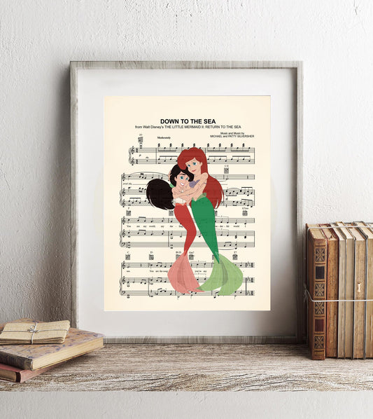 Little Mermaid 2 Ariel and Melody Down To The Sea Sheet Music Art Print