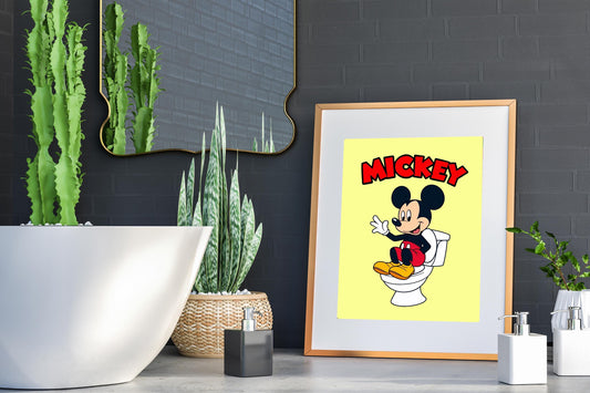 Disney Classic Mickey Mouse Bathroom Wall Art, Mickey Bathroom Art, Cute Bathroom Print, Kids Bathroom, Disney Watercolor Bathroom Wall Art