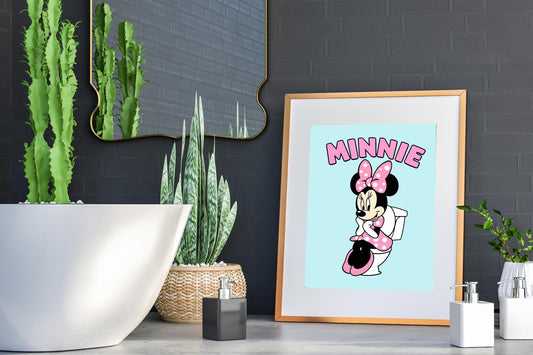 Minnie on Toilet Classic Bathroom Art Print, Minnie Bathroom Art, Cute Disney Bathroom Decor, Bathroom Print, Minnie Bathroom Wall Hanging