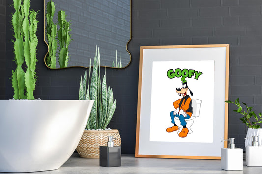 Goofy on Toilet Classic Bathroom Art Print, Goofy Bathroom Art, Cute Disney Bathroom Decor, Bathroom Wall Art, Goofy Bathroom Wall Hanging