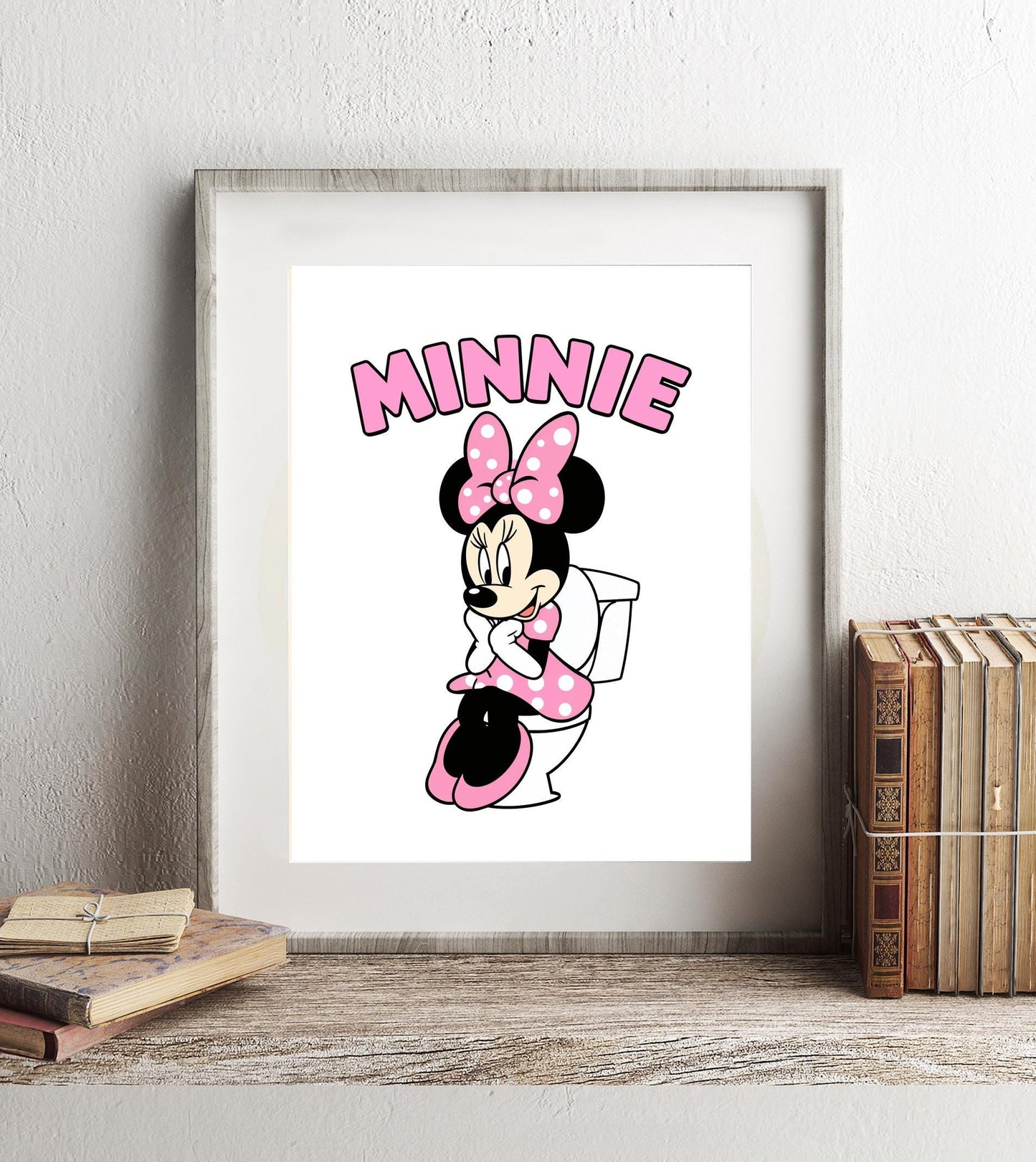 Minnie on Toilet Classic Bathroom Art Print, Minnie Bathroom Art, Cute Disney Bathroom Decor, Bathroom Print, Minnie Bathroom Wall Hanging — Disney Wall Art Gift