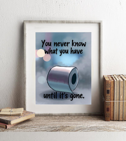 Funny Toilet Paper Wall Art - Bathroom Humor Decor - Quirky Restroom Decor - Toilet Sign - Gag Gift - Housewarming Gift, White Elephant Gift