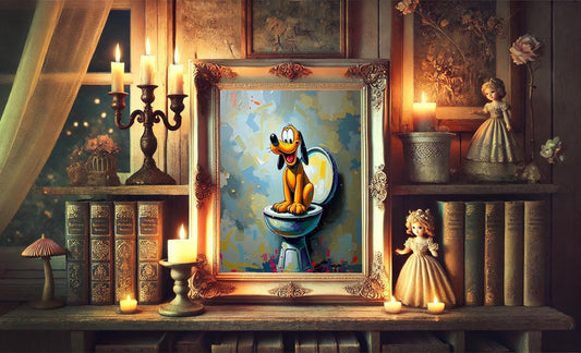Disney Pluto Watercolor Bathroom Wall Art, Mickey Bathroom Art, Funny Bathroom Print, Funny Bathroom Decor, Disney Bathroom Wall Art, Pluto