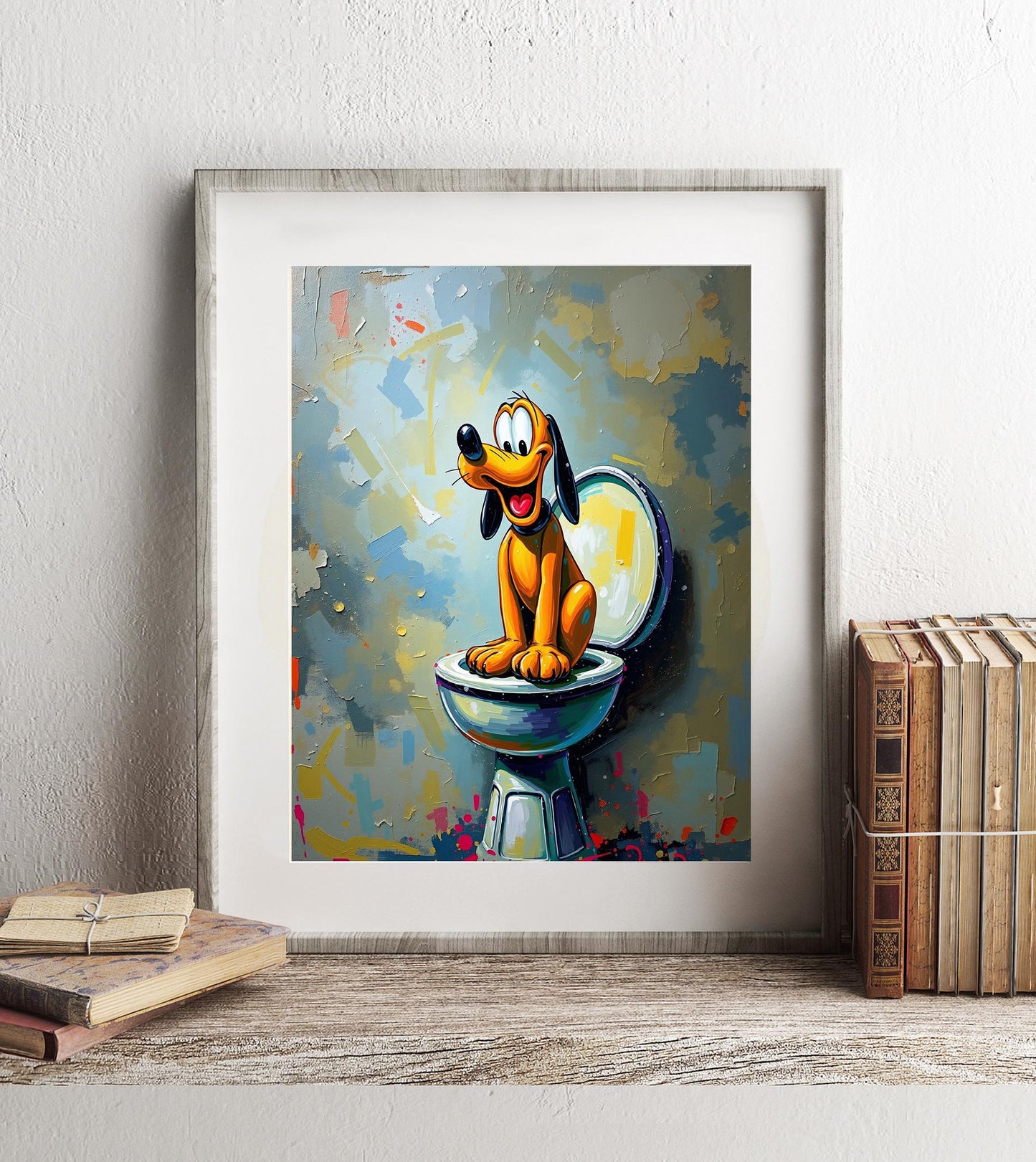 Disney Pluto Watercolor Bathroom Wall Art, Mickey Bathroom Art, Funny Bathroom Print, Funny Bathroom Decor, Disney Bathroom Wall Art, Pluto