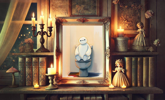 Baymax on Toilet Bathroom Art Print, Big Hero 6 Bathroom Art, Baymax Bathroom Decor, Disney Bathroom Decor, Disney Bathroom Wall Art