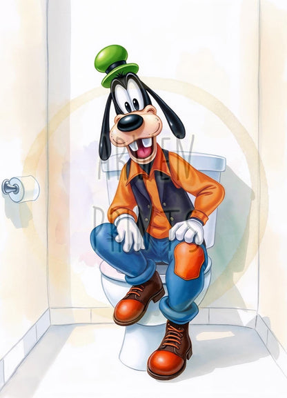 Goofy on Toilet Bathroom Art Print, Goofy Bathroom Art, Cute Disney Bathroom Decor, Disney Bathroom Wall Art, Goofy Bathroom Wall Hanging