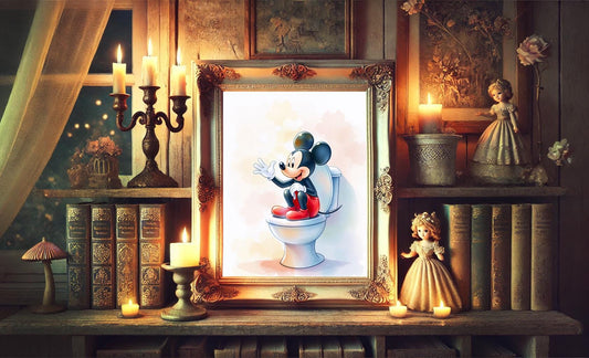 Disney Mickey Mouse Bathroom Wall Art, Mickey Bathroom Art, Cute Bathroom Print, Funny Bathroom Decor, Disney Watercolor Bathroom Wall Art